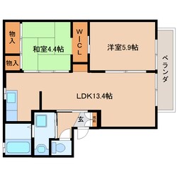 二上駅 徒歩4分 1階の物件間取画像